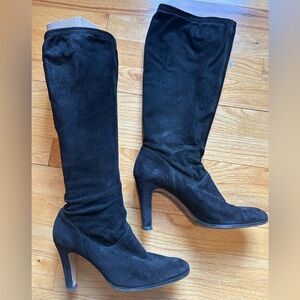 Vero Cuoio Suede Black Knee High Heeled Boots